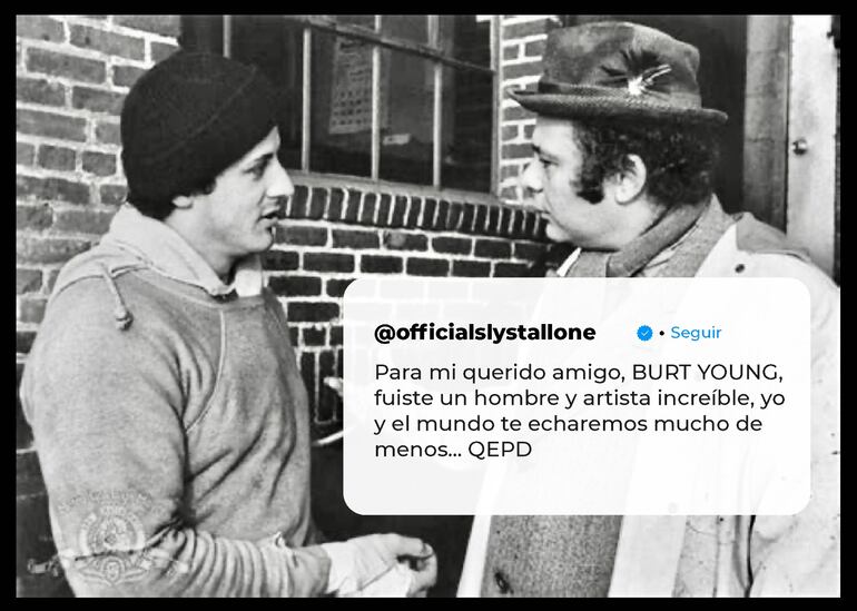 Mensaje de Sylvester Stallone dedicado a Burt Young.