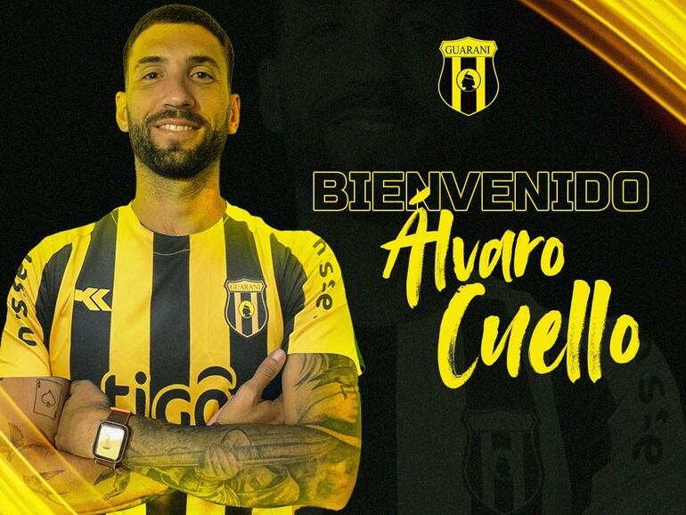 La presentación de Álvaro Cuello como refuerzo de Guaraní.