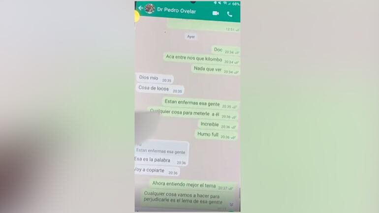 Supuestas conversaciones entre el fiscal Aldo Cantero y el Pedro Ovelar, abogado de Horacio Cartes.