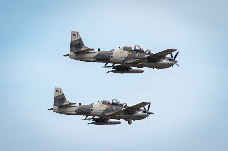 Aviones caza Super Tucano de la empresa brasileña Embraer.