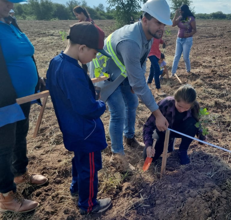 Samu’u, lapacho, algarrobo, petereby, guajaiví, paratodo, guarambú, kurupa’y, jacarandá e ingá, son algunas de las especies nativas que fueron plantadas en el área de influencia directa del Lote 2 de la Ruta de la Leche, en el Chaco Central.