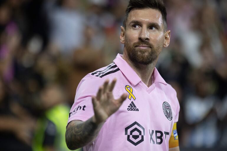 Lionel Messi de Inter Miami celebra un gol en un partido de La Major League Soccer (MSL) entre Los Angeles Football Club (LAFC) y Club Internacional de Fútbol Miami (Inter Miami CF) en el BMO Stadium en Los Angeles (EEUU).