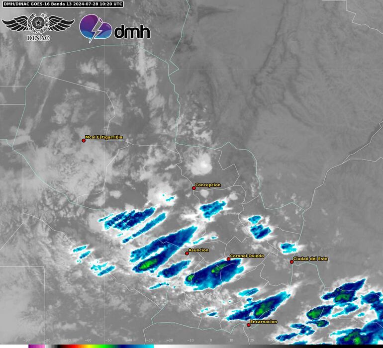 Imagen satelital emitida por la Dirección de Meteorología.