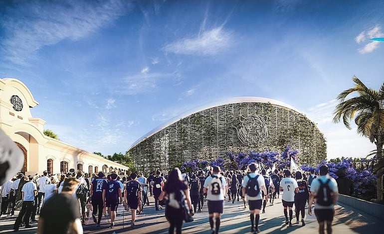 Maqueta del futuro estadio de Olimpia, con el emblemático Salón Blanco a la izquierda.