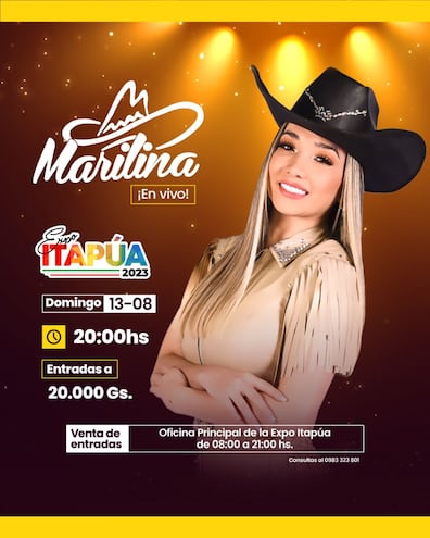 La popular cantante Marilina estará esta noche, en el cierre de la Expo Itapúa 2023.