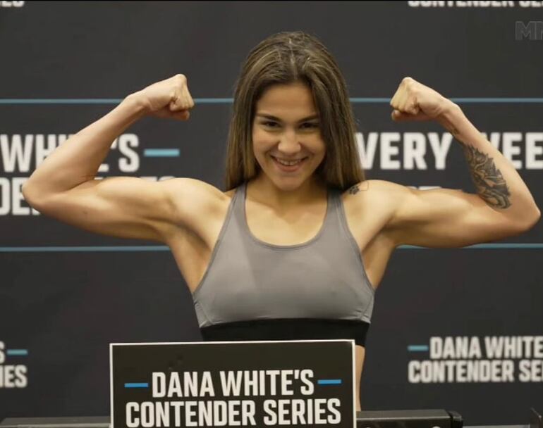 La paraguaya Patricia Alujas (8/5/1996) en el pesaje de la UFC, en Las Vegas, Nevada, Estados Unidos.