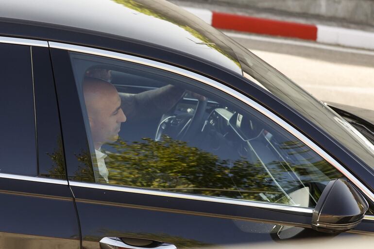 Luis Rubiales, el presidente de la Real Federación Española de Fútbol, durante la llegada a la sede de la RFEF.