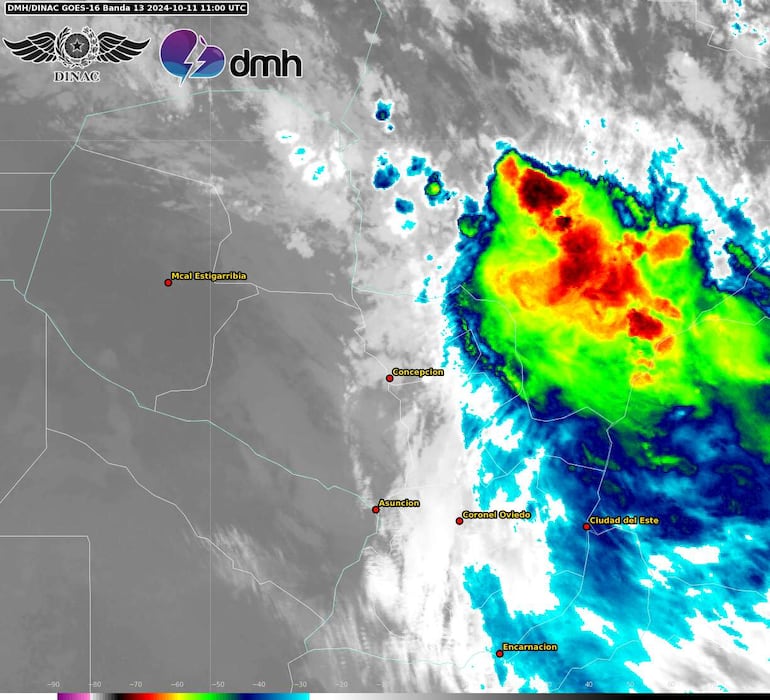 Núcleos de tormenta sobre el territorio nacional.