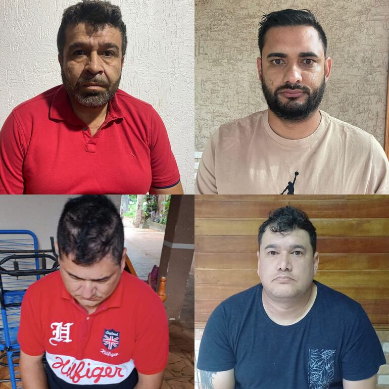 Los detenidos en el marco del operativo Dakovo en el Este del país son: Angel Antonio Flecha Barrios, Arnaldo Andrés Cubas Cantero (de izquierda a derecha, arriba), Aldo Cantero Cáceres y Julio César Cubas Cantero (abajo). 