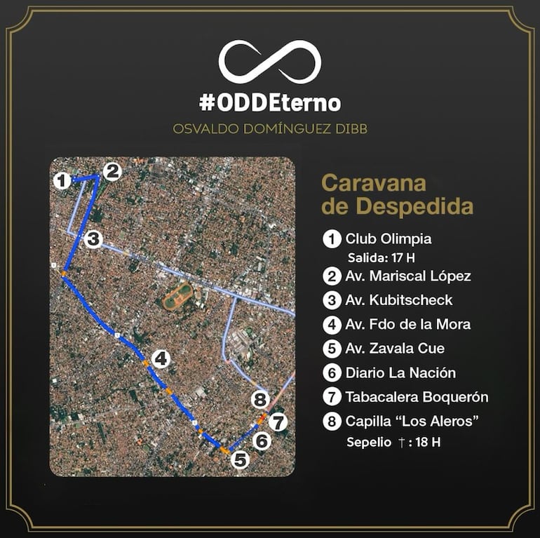 La caravana para el sepelio de Osvaldo Domínguez Dibb.