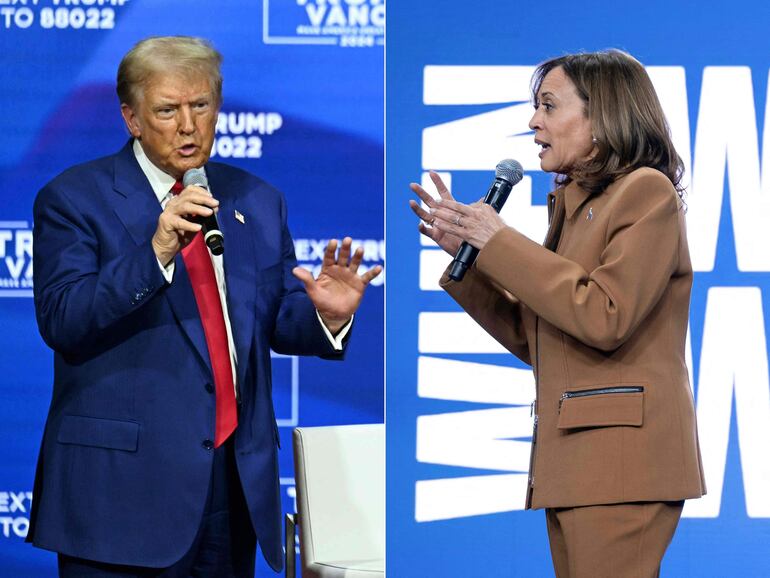 Los candidatos a presidente de Estados Unidos: Donald Trump (i) y Kamala Harris (d).