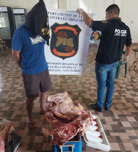 El presunto abigeo fue detenido con 102 kilos de carne de dudosa procedencia