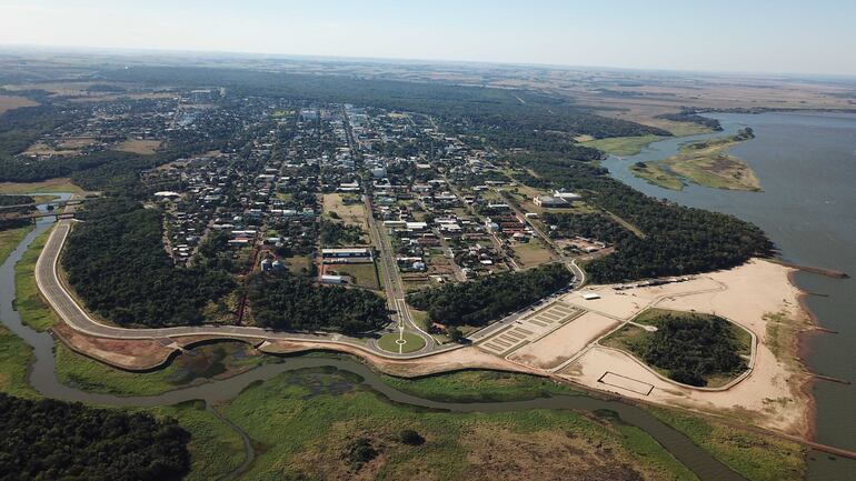 Vista aérea del casco centrico de Salto del Guairá, la ciudad que mas perderá en forma directa con la ley de hambre cero de Santi Peña