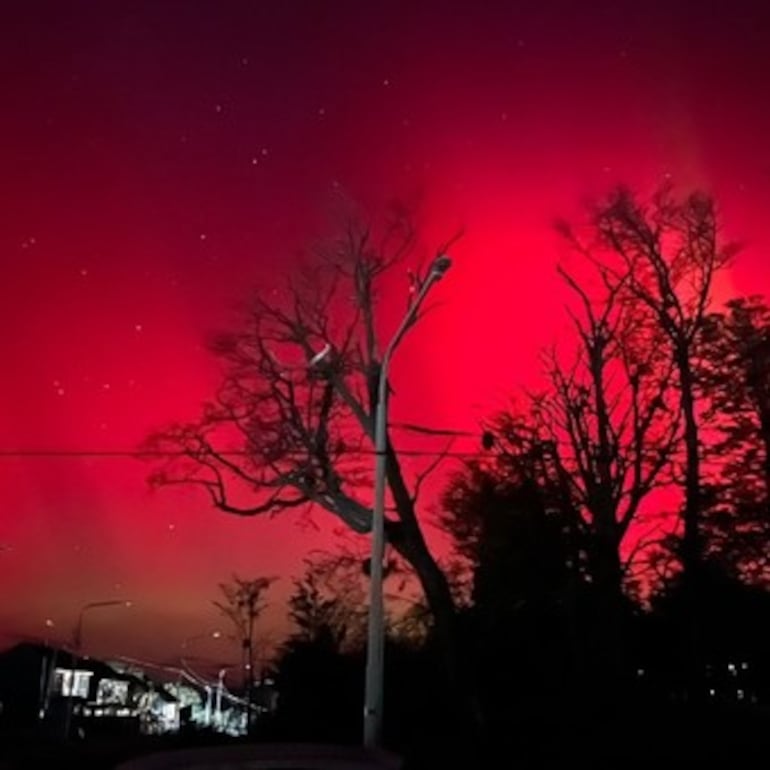 "Desde la puerta de casa", la espectacular imagen de la aurora austral tomada por un usuario de X.