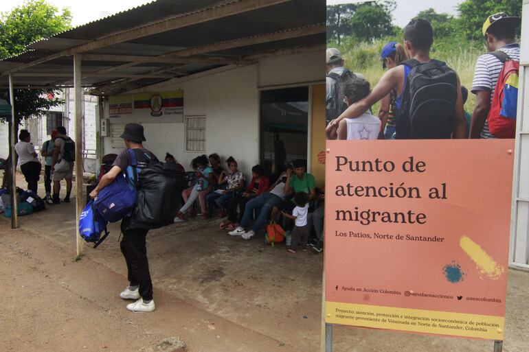 Punto de atención al migrante este martes, ubicado en el municipio de Los Patios, área metropolitana de Cúcuta (Colombia) en la frontera con Venezuela.