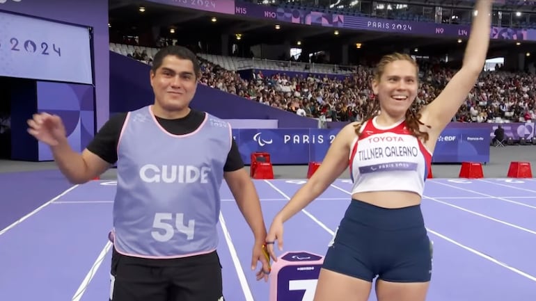 Víctor Duarte Adorno (guia) y la paraatleta Melissa Tillner Galeano debutaron en los Juegos Paralímpicos de París 2024.