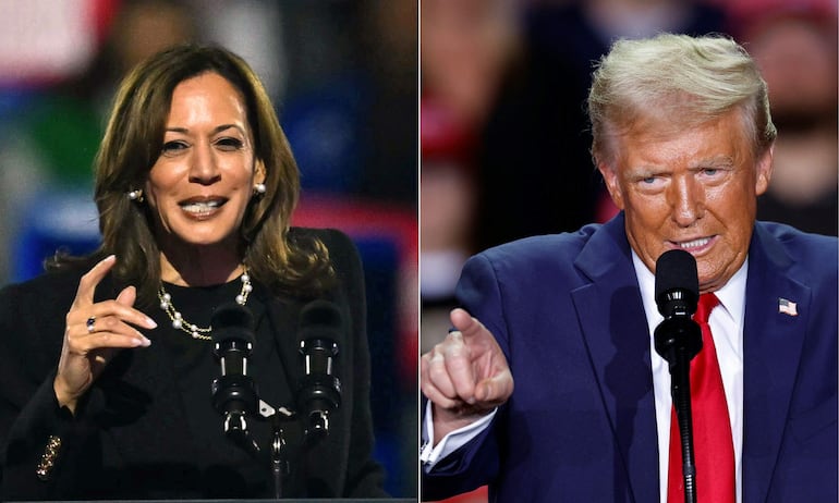 La vicepresidenta estadounidense Kamala Harris y el expresidente Donald Trump.