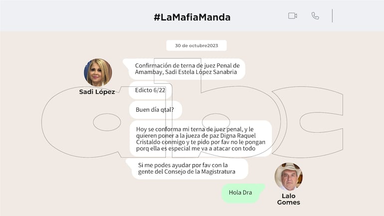 Conversación entre la jueza Sadi López y el fallecido diputado Eulalio "Lalo" Gomes.