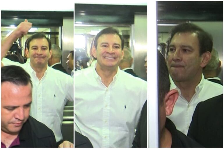 Tras huir, Silvio "Beto" Ovelar intentó simular tranquilidad con un gesto de “al pelo”. Luego simuló una sonrisa, que claramente era nerviosa. Inmediatamente su rostro se transformó a serio.