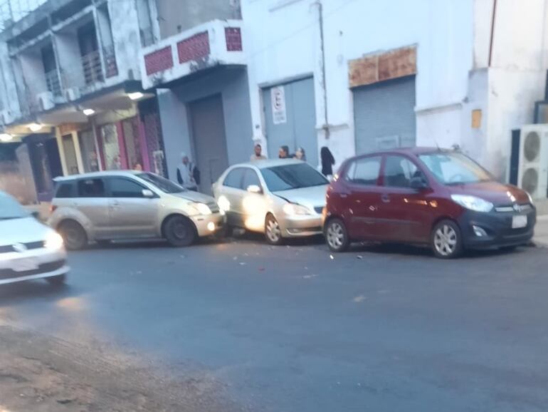 Este sería el momento del primer choque del automóvil en Barrio Obrero, Asunción.