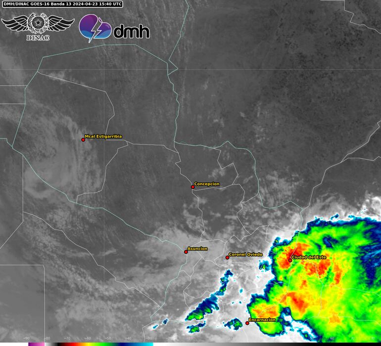 Sistema de tormentas sobre el territorio nacional.