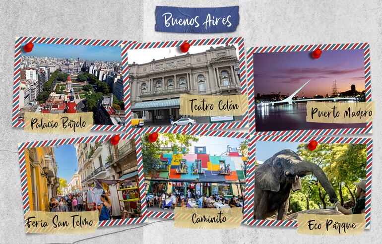 Algunos atractivos turísticos de Buenos Aires, Argentina.