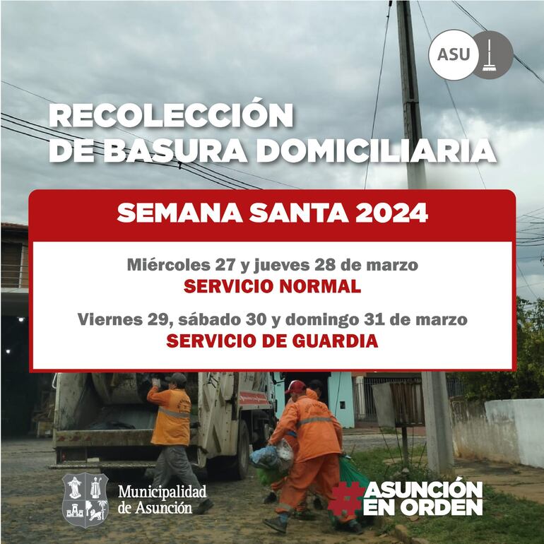 Viernes, sábado y domingo no habrá servicio de recolección de basura para casa particulares.