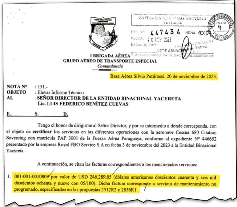 Informe elaborado por la FAP sobre el mantenimiento no programado del avión.