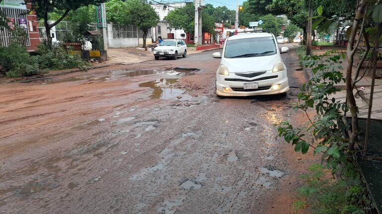 Para los vehículos pequeños ya es imposible transitar por la avenida Pratt Gill.