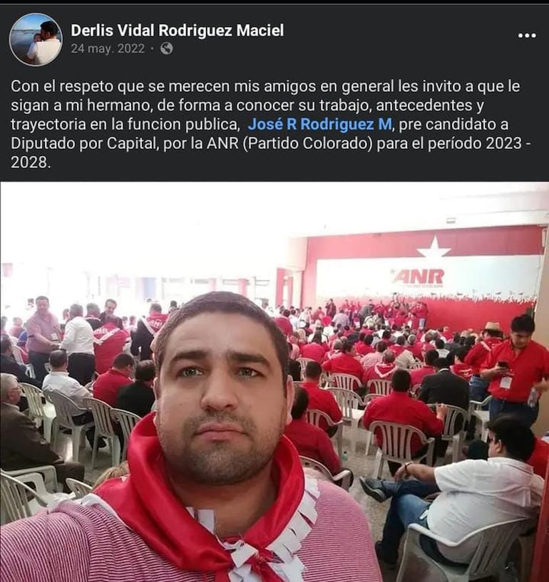 Derlis Vidal Rodríguez Maciel es hermano del diputado cartista José Rodríguez, que ya está mejor con un sueldo de G. 17.000.000.