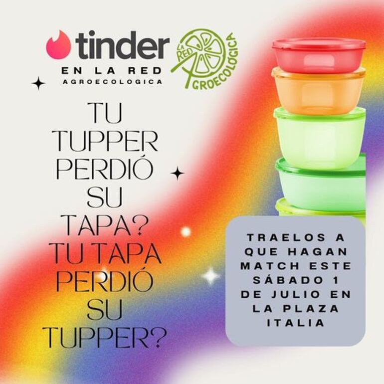 Invitación a participar del Tinder de los tuppers.