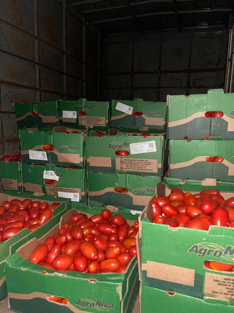 Incautan tomates y productos de presunto contrabando y vehículos por valor estimado de G. 450 millones.