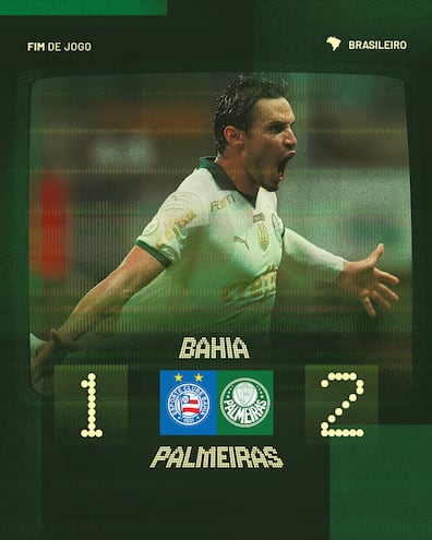 Palmeiras ganó este miércoles de visita a Bahía 2-1, en la 34ª fecha del Brasileirão.