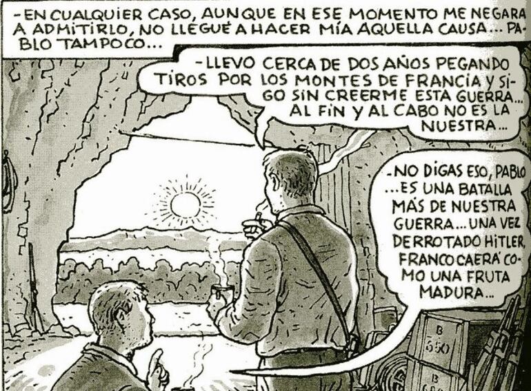 Como muchos, Fernando Oca del Valle llegó a Paraguay en la posguerra. Viñeta de "El arte de volar", cómic de Altarriba y Kim.