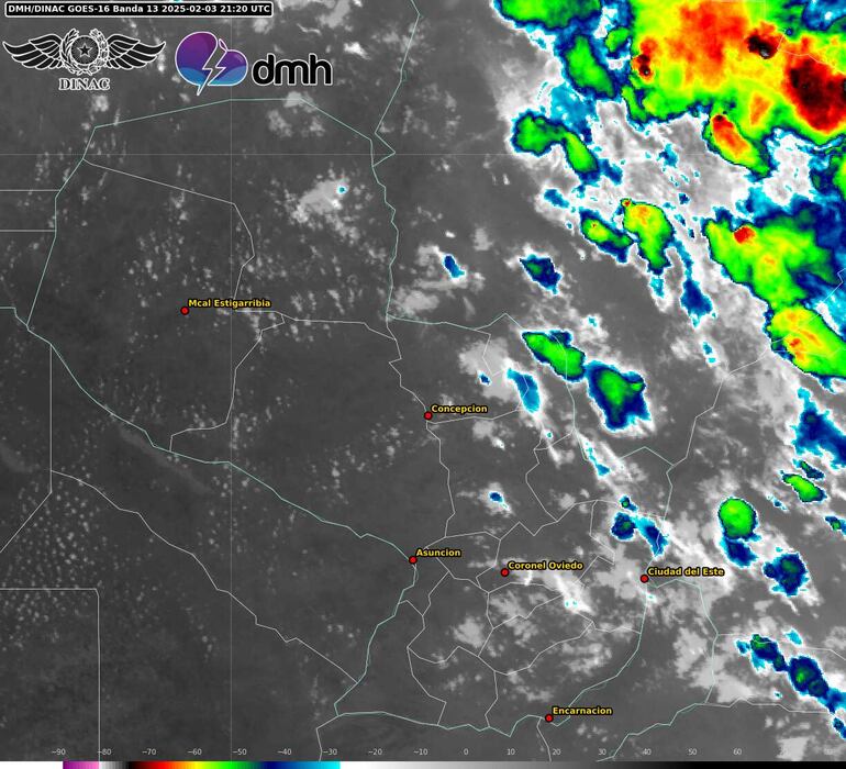 Núcleos de tormenta sobre el país.