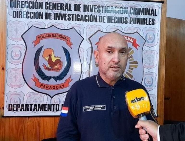 El jefe de investigaciones de Ñeembucú, comisario Karim Correa.