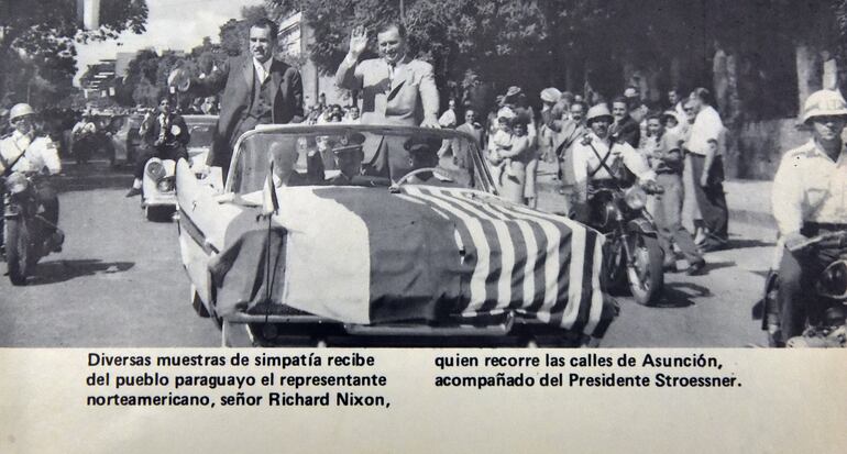 El entonces vicepresidente de los Estados Unidos, Richard Nixon, durante su visita a a Asunción en 1956.