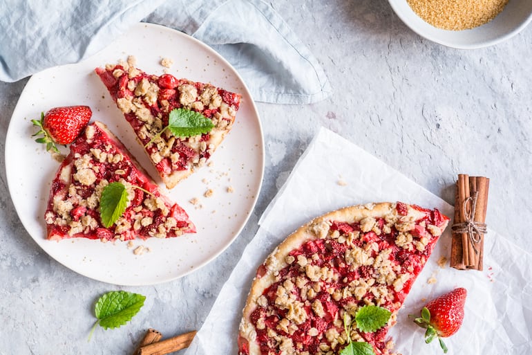 Torta streusel de frutillas.