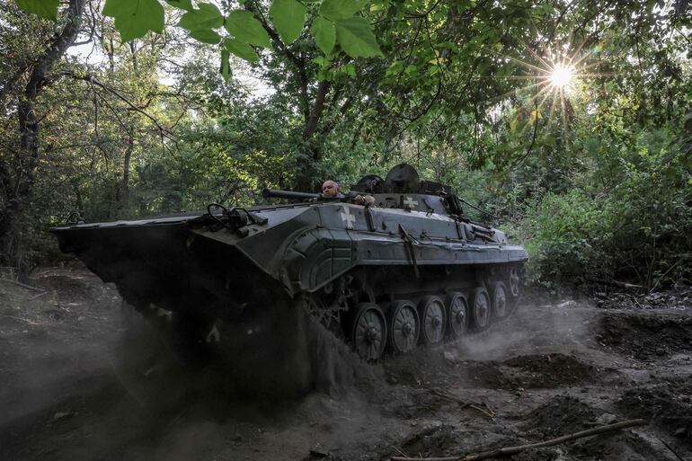 Un tanque ucraniano en la región de Donetsk, el pasado sábado.