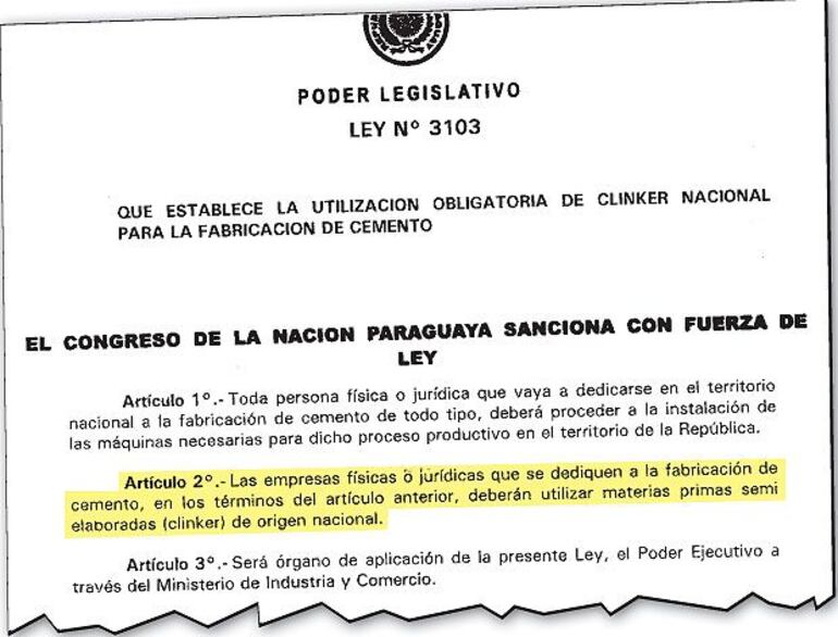 La ley 3103 del año 2006 sigue vigente hasta hoy, pese a que viola el artículo 107 de la Constitución Nacional sobre la “Libertad de Concurrencia”, reglamentado en la Ley Nº 4956/2013 “De la Defensa de la Competencia”.