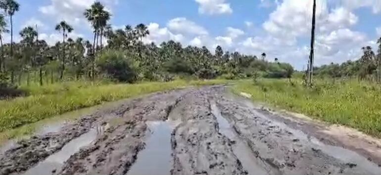 En varios otros distritos en el Alto Paraguay, los caminos están en esta situación. La imagen corresponde al camino Olimpo-Guaraní.