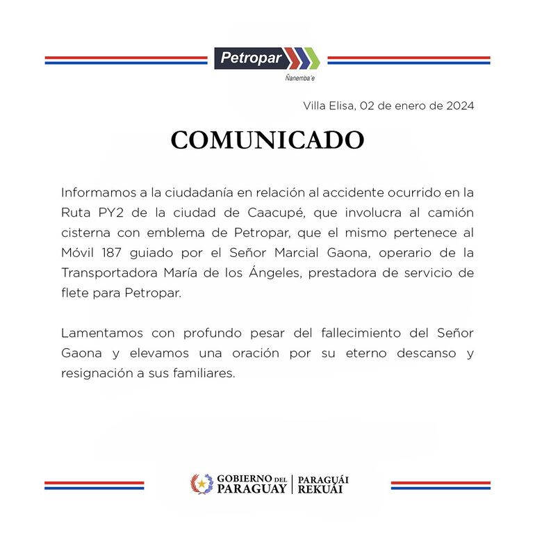 Comunicado de Petropar