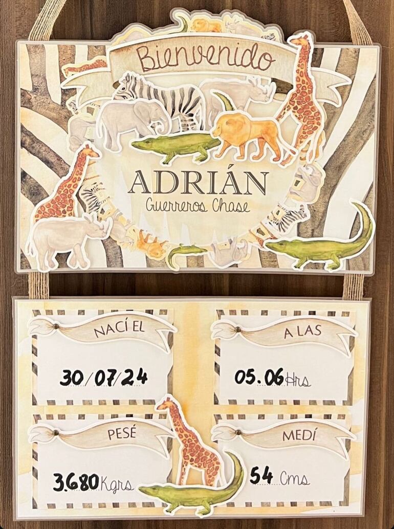 El tierno cartel de bienvenida a Adrián. 
(Captura de la historia de Instagram de Anna Chase)