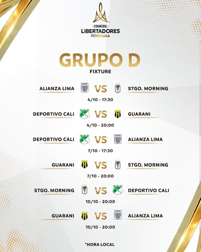 El fixture del grupo de Guaraní