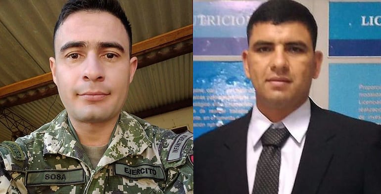 El Sgto 1° Inf Alexis Teobaldo Sosa Leiva y el Sgto 1° SG Domingo David Ríos Domínguez, desaparecidos hoy en un raudal.