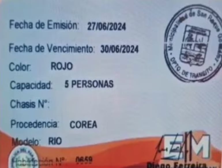 Habilitación del denunciante muestra claro error en el tipeo de la fecha de vencimiento.