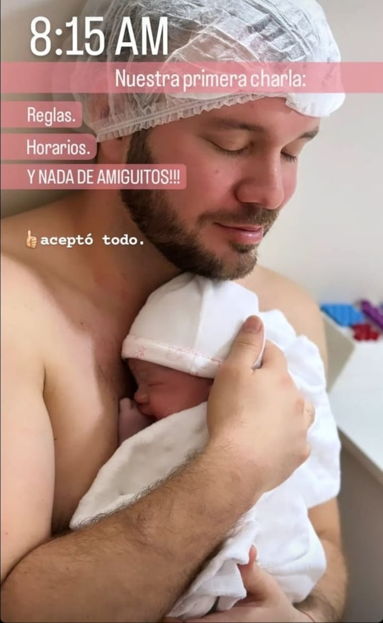 Edwin Storrer con Lu en sus brazos. (Captura de la historia de Instagram de Edwin Storrer)