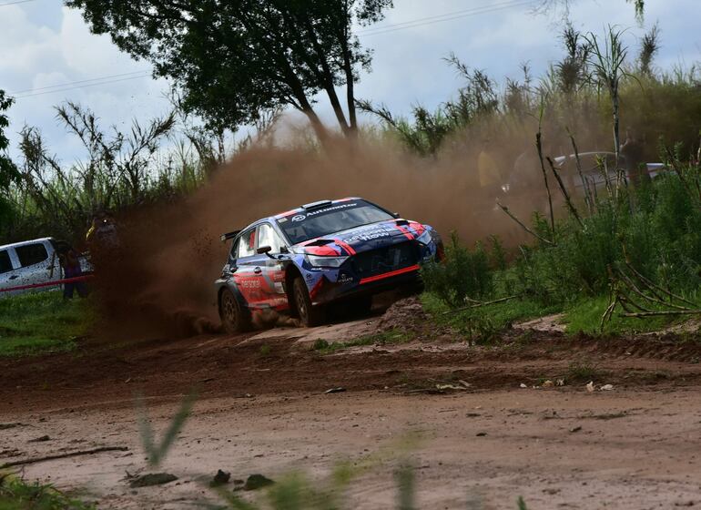 Fau Zaldívar y Marcelo Der Ohannesian, con el Hyundai i20 N Rally2, lograron el mejor tiempo en el shake down de este viernes, del Rally de Caaguazú.