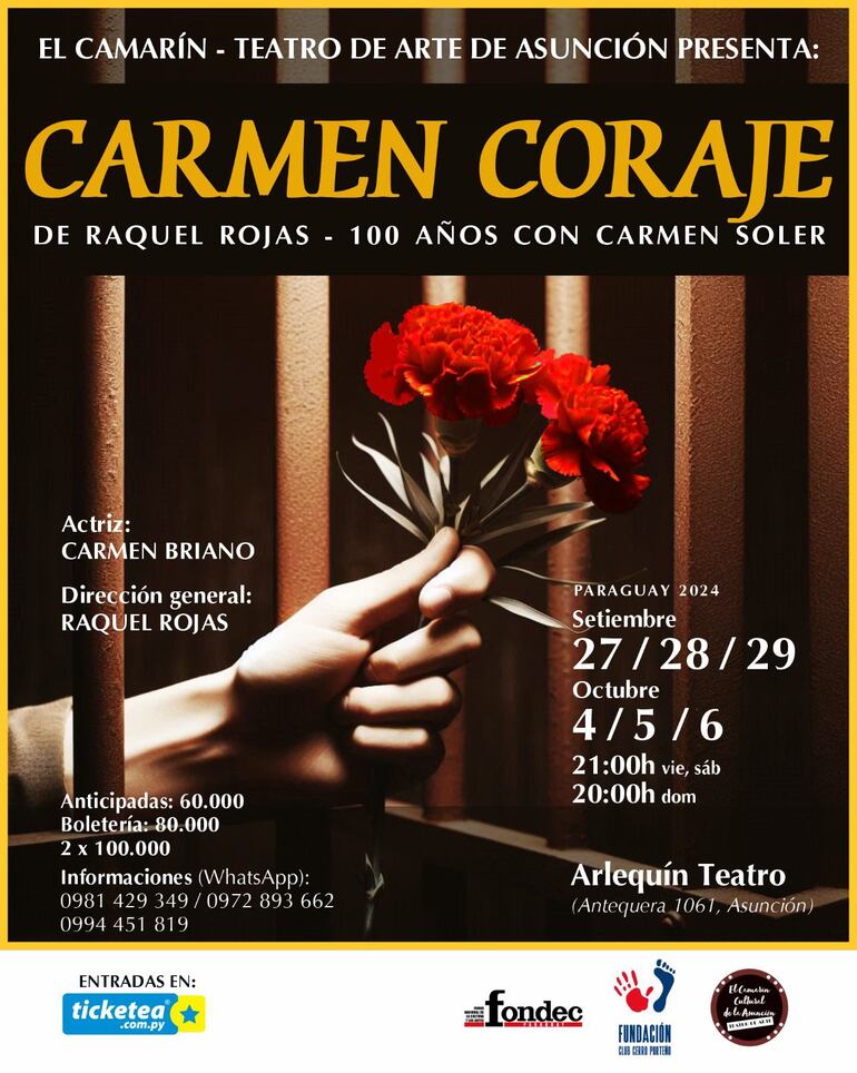 Carmen Coraje, de Raquel Rojas, es un homenaje por los 100 años de Carmen Soler, una obra “poética y conmovedora de fuerza y ternura para retratar a la mujer de temple y coraje.