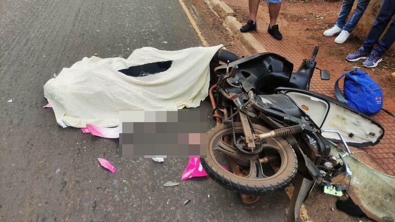 Accidente fatal con motocicleta.
